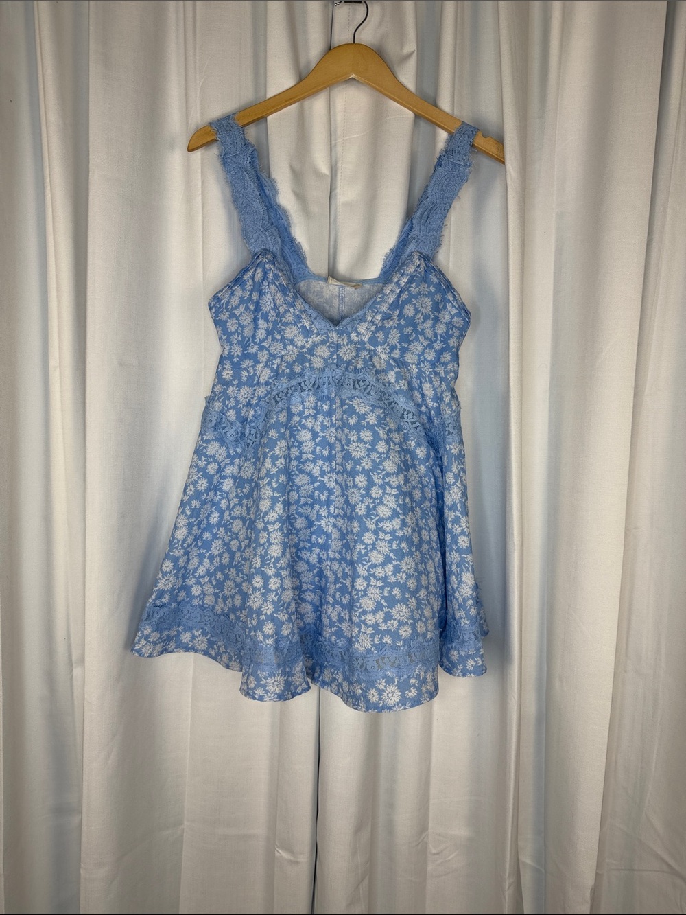Altar'd State Light Blue & White Floral Mini Dress